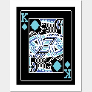 King of Diamonds Pixel Art Bright Negative Mode Posters and Art